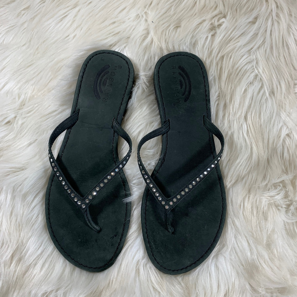 Rainbow Shoes - Rainbow Rhinestone Flip Flop Size 9 Black NWOB